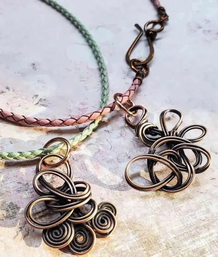 Reversible Interchangeable Copper Wire Sculpted Necklaces showcasing unique handmade designs.