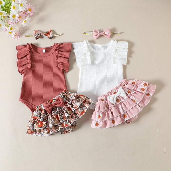 RHEA Floral Ruffle Outfit with Headband