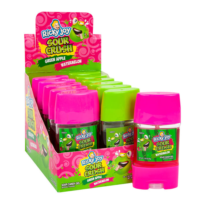 Ricky Joy Sour Crush Green Apple and Watermelon Gel Candy - 12 Count