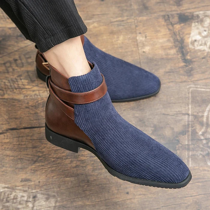 Romain Durand Mesh Leather Buckle Ankle Boots