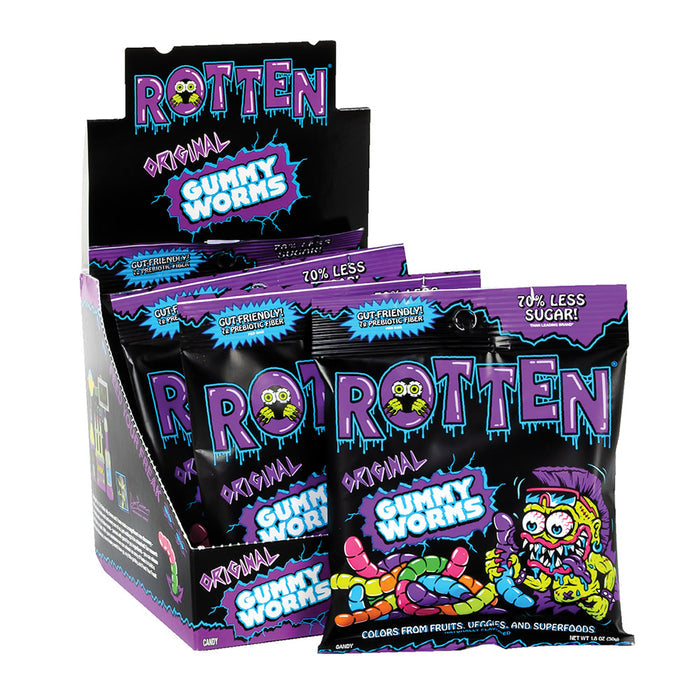 Rotten Original Gummy Worms Candy Peg Bag - 8 Count