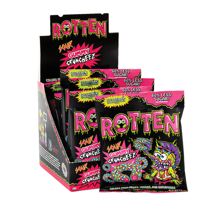 Rotten Sour Gummy Cruncheez Candy Peg Bag - 8 Count