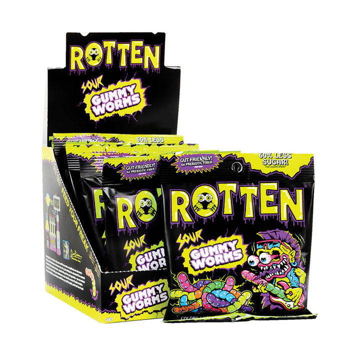 Rotten Sour Gummy Worms Candy Peg Bag - 8 Count