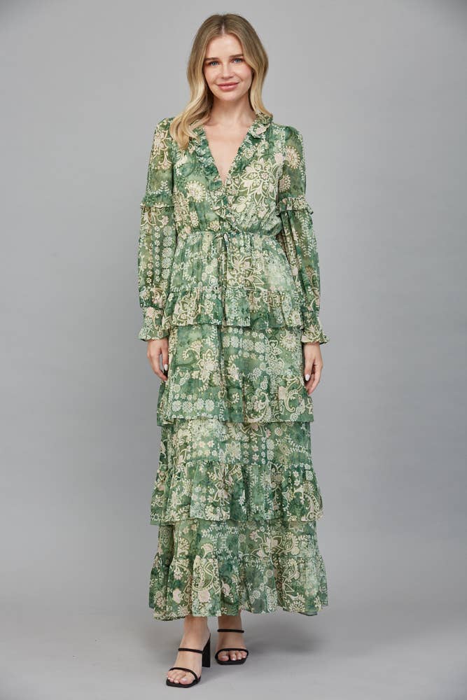 RUFFLE TIERED MAXI DRESS