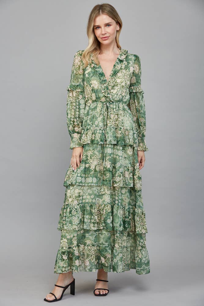 RUFFLE TIERED MAXI DRESS