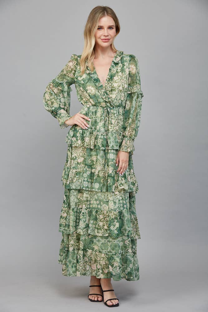 RUFFLE TIERED MAXI DRESS