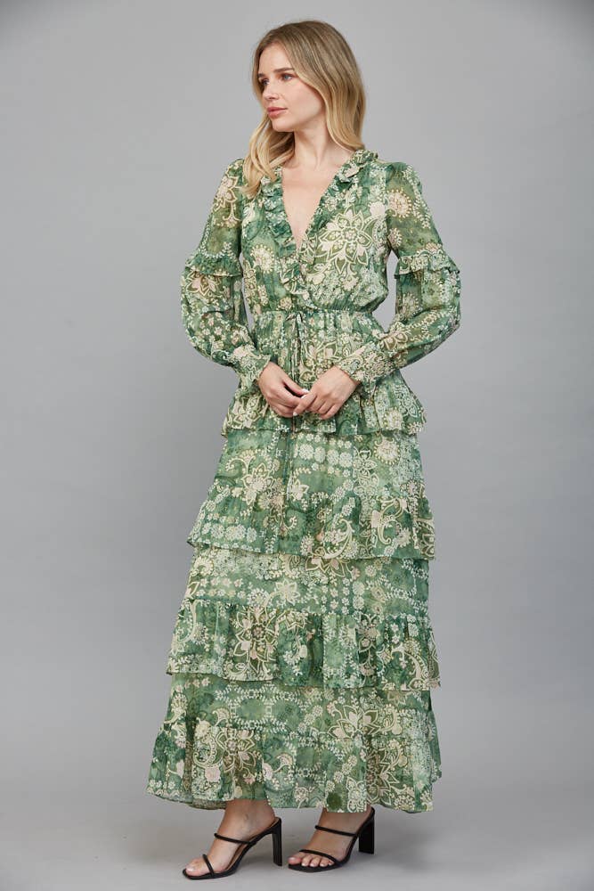 RUFFLE TIERED MAXI DRESS