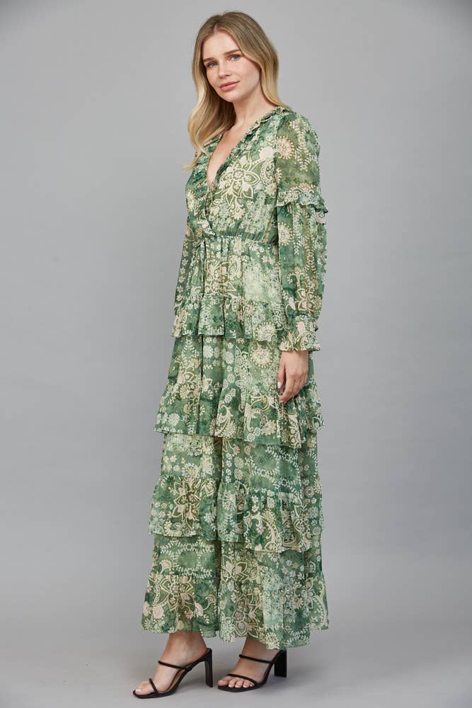 RUFFLE TIERED MAXI DRESS