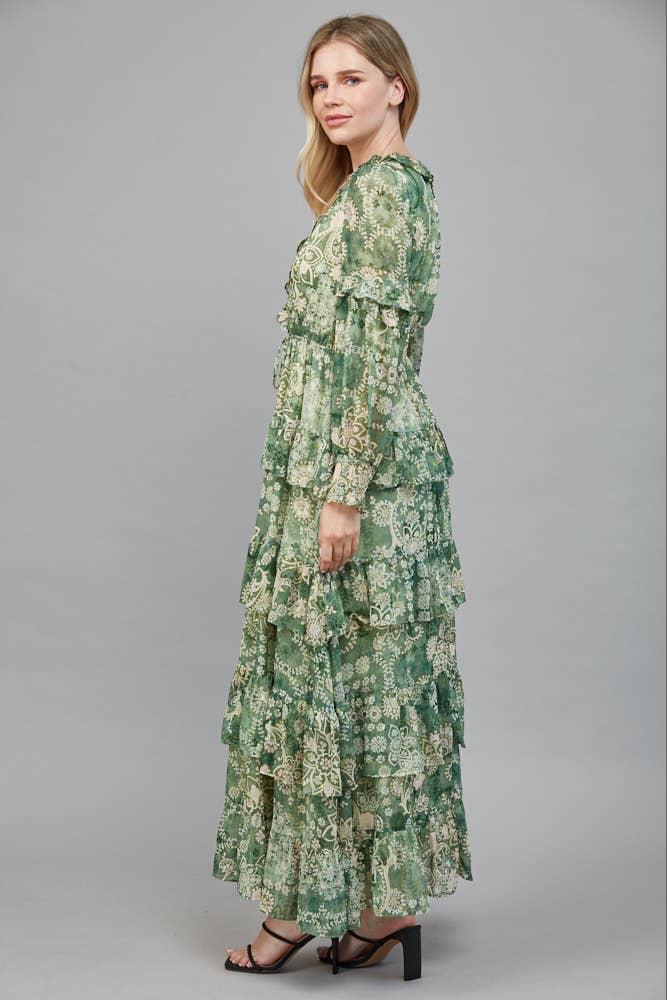 RUFFLE TIERED MAXI DRESS
