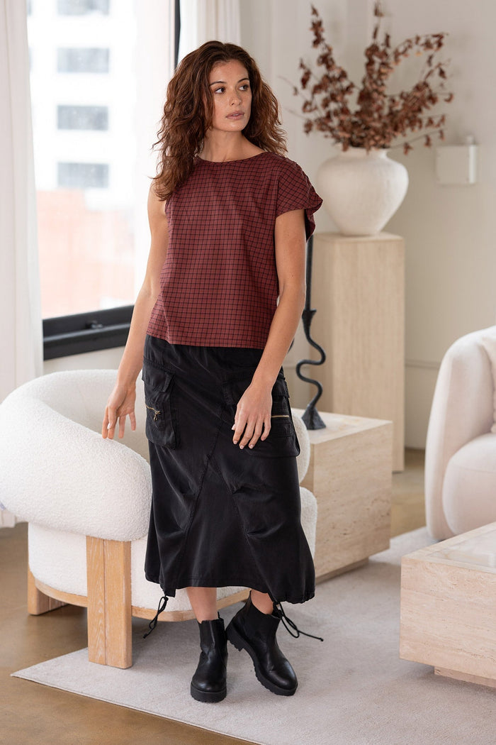 XCVI Sanar Plaid Asymmetric Tank