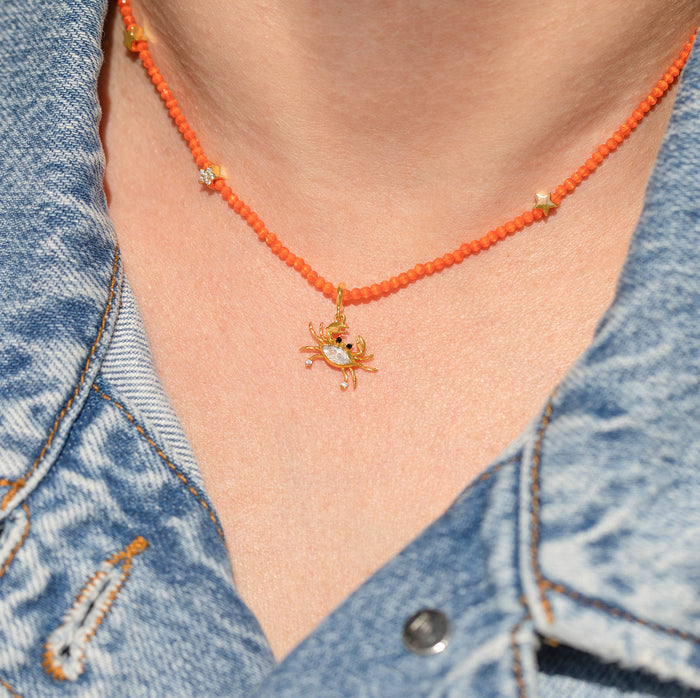 Sandy Crab Beaded Necklace