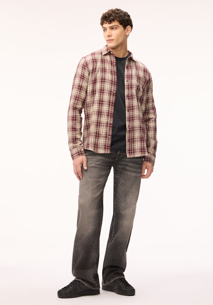 Buffalo Men Shirts Brown Woven Woven Long Sleeve Long Sleeve Chest Pocket