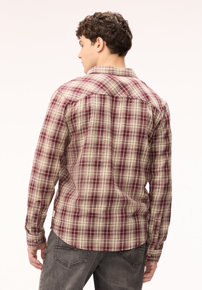 Buffalo Men Shirts Brown Woven Woven Long Sleeve Long Sleeve Chest Pocket