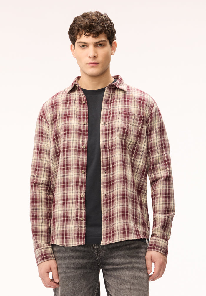 Buffalo Men Shirts Brown Woven Woven Long Sleeve Long Sleeve Chest Pocket