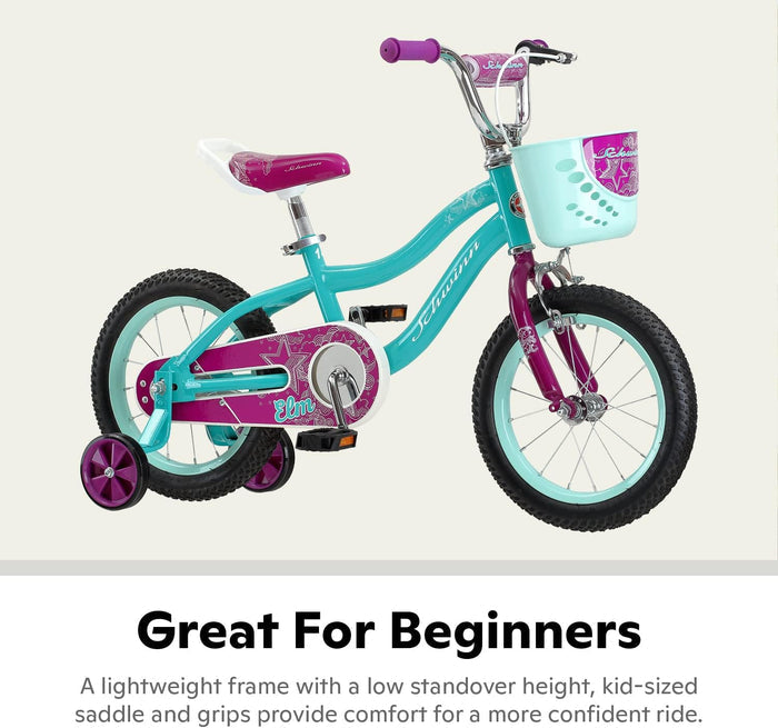 Schwinn S0403BAZ Elm Girls Bike For Toddlers And Kids 14in Teal
