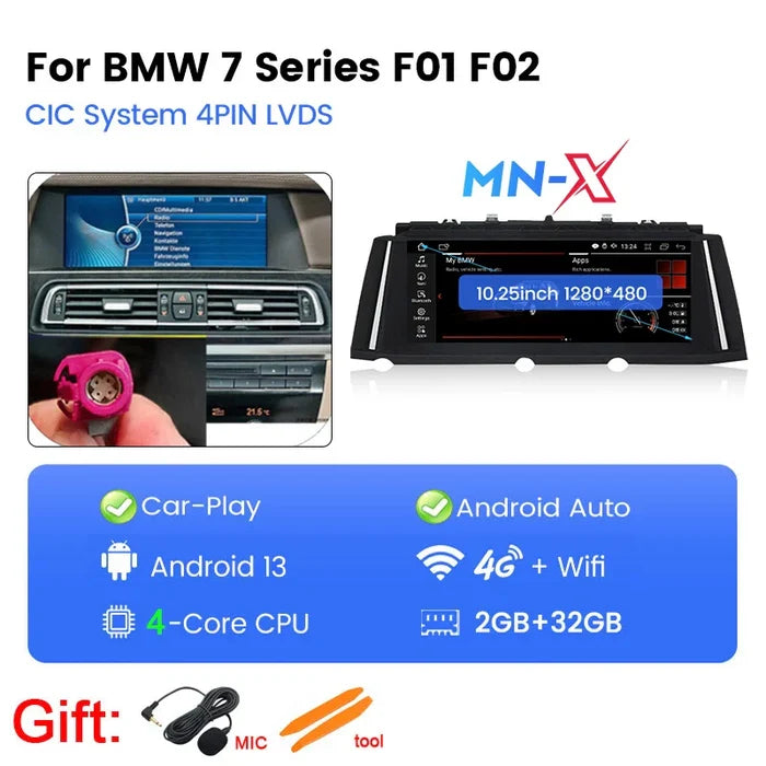 Scumaxcon Car Stereo Video Player, Carplay GPS Navigation, NBTHead Unit for BMW 7 Series, F01, F02, 128-2009, CIC