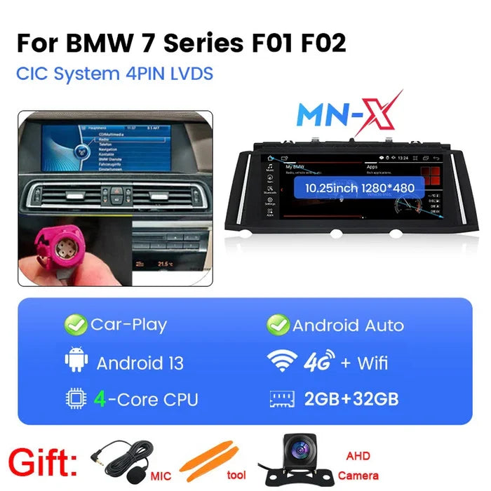 Scumaxcon Car Stereo Video Player, Carplay GPS Navigation, NBTHead Unit for BMW 7 Series, F01, F02, 128-2009, CIC