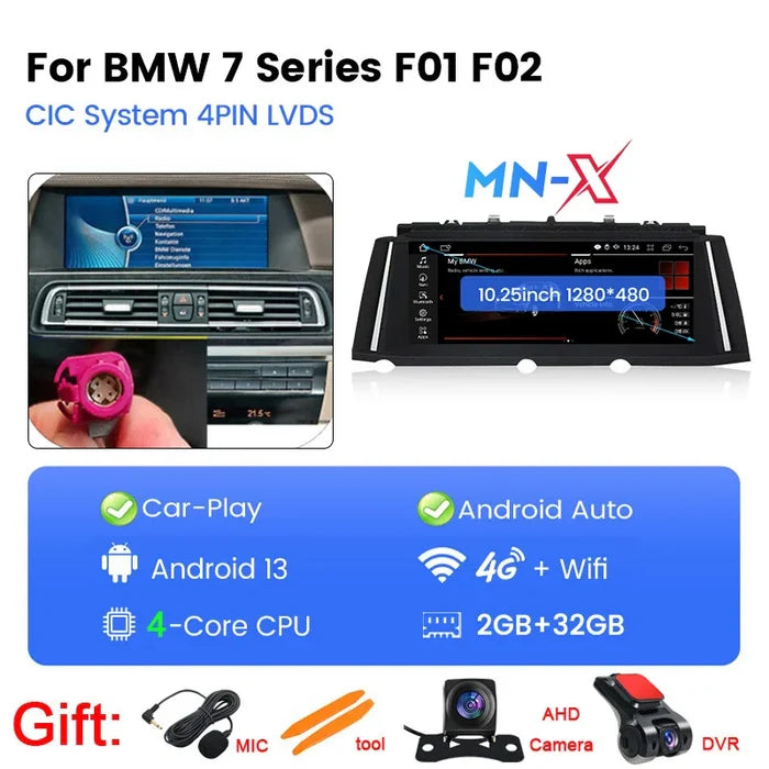 Scumaxcon Car Stereo Video Player, Carplay GPS Navigation, NBTHead Unit for BMW 7 Series, F01, F02, 128-2009, CIC