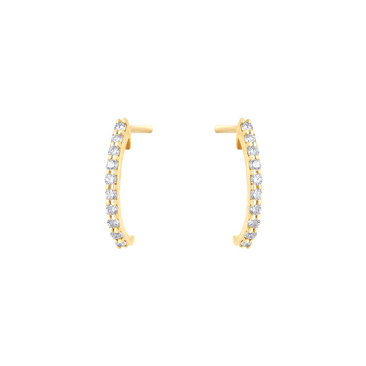 Semi Hoop Earrings In 18K yellow Gold with white diamonds