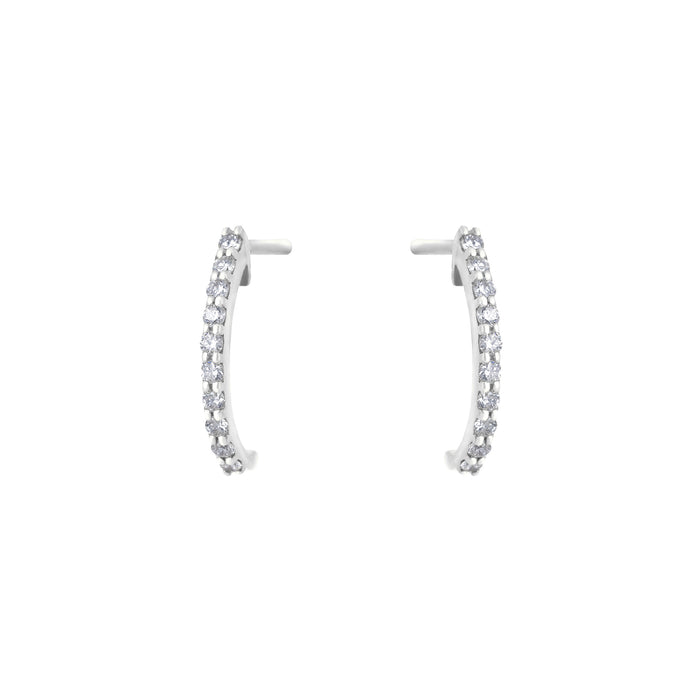Semi Hoop Earrings In 18K white Gold with white diamonds