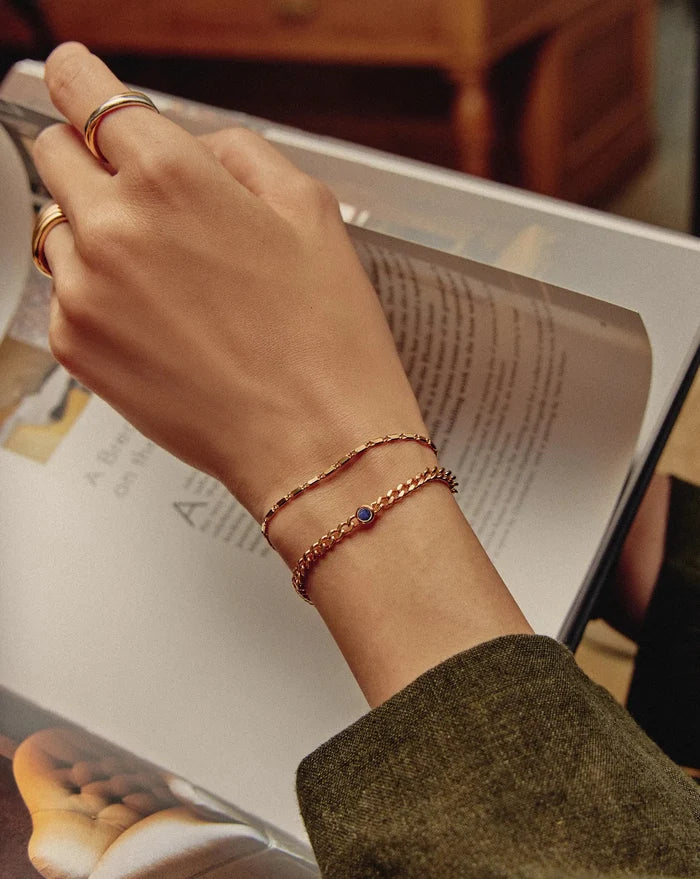 September Birthstone Chain Bracelet | 18ct Gold Plated Vermeil/Lapis Bracelets Missoma