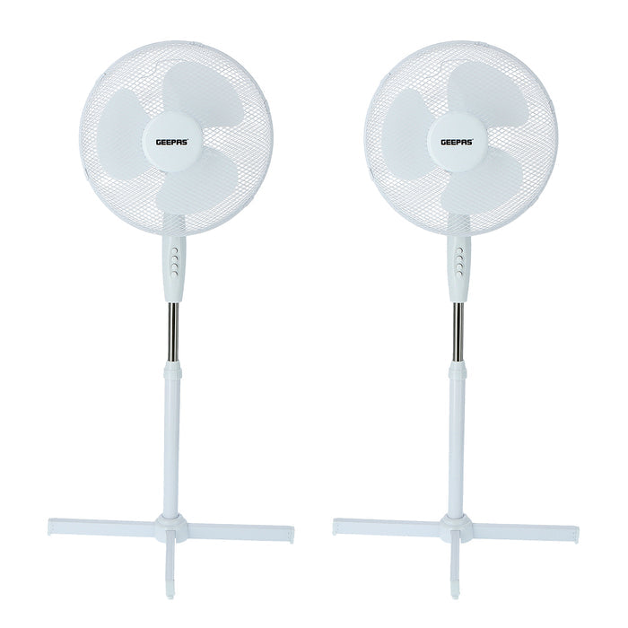 Set Of 2 Deluxe 16-Inch White Oscillating Pedestal Fans