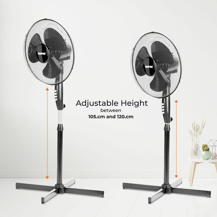 Set Of Two 16" Black Oscillating Electric Pedestal Fans
