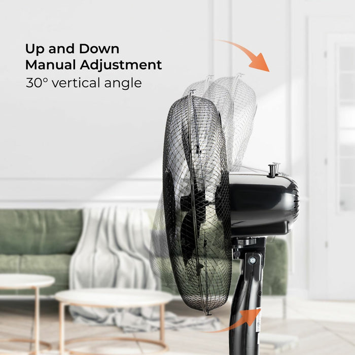 Set Of Two 16" Black Oscillating Electric Pedestal Fans