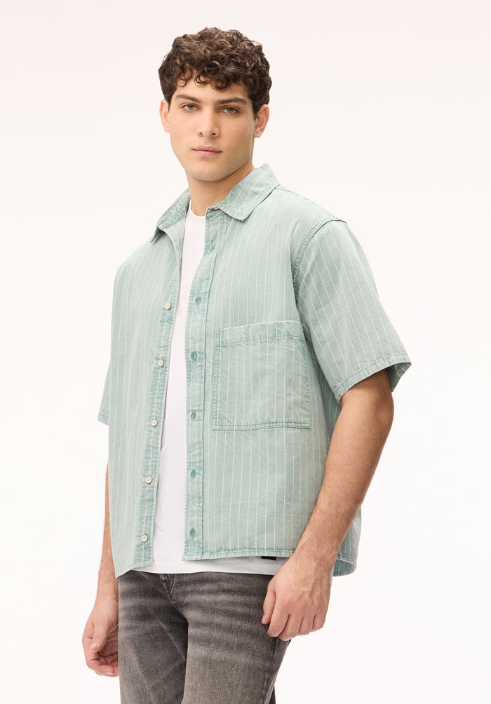 Buffalo Men Shirts Blue Woven Woven Long Sleeve Heavyweight Cotton Fabric Classic Collar