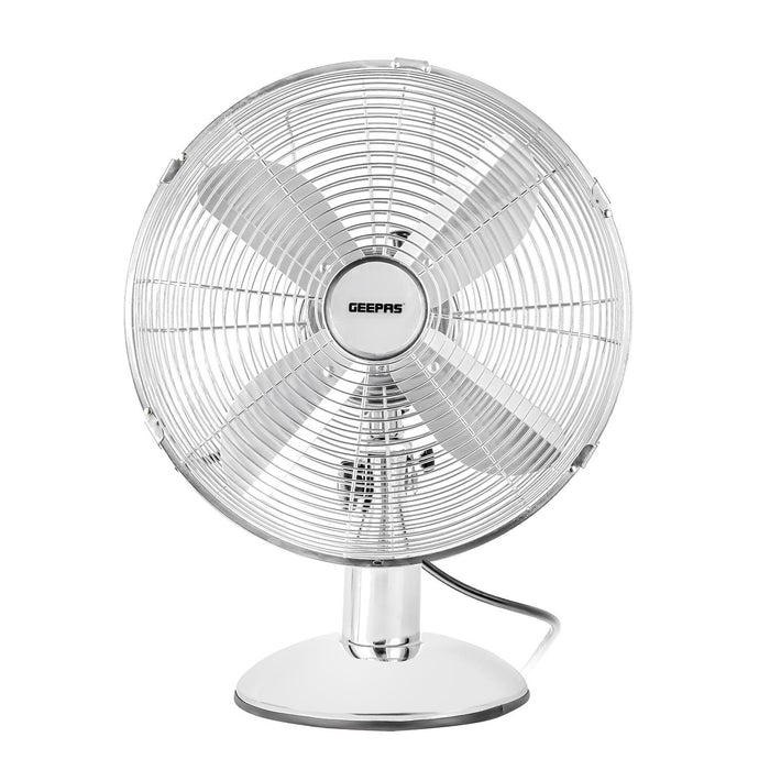 Silver and Copper Portable 12-Inch Metal Desk Fan