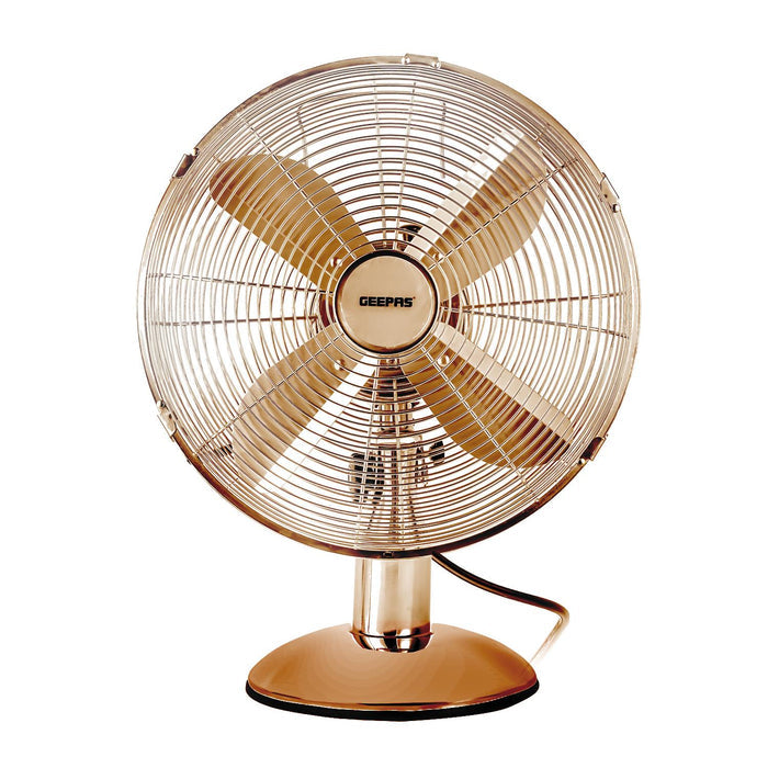 Silver and Copper Portable 12-Inch Metal Desk Fan