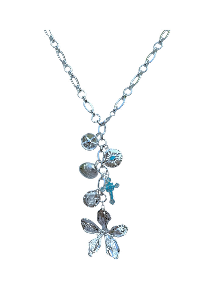 Silver Tropical Trail Long Necklace