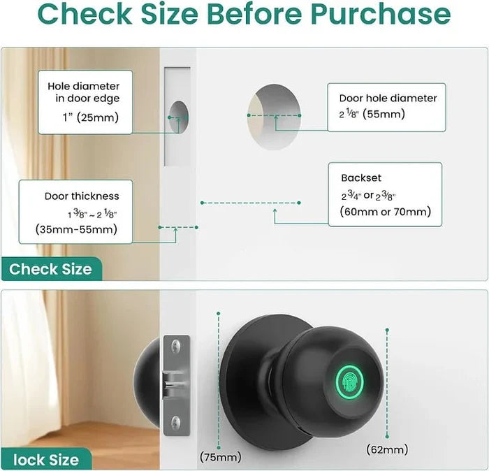 Smart Door Knobs Fingerprint Door Lock GHomeSmart® K10 - GHome Smart Official