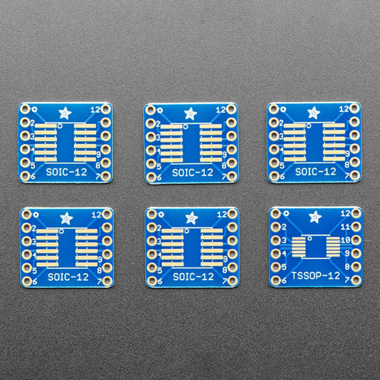 SMT Breakout PCB for SOIC-12 or TSSOP-12 - 6 Pack! by Adafruit - The Pi Hut