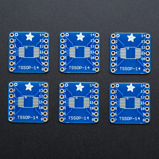SMT Breakout PCB for SOIC-14 or TSSOP-14 - 6 Pack by Adafruit - The Pi Hut