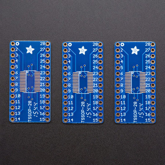 SMT Breakout PCB for SOIC-28 or TSSOP-28 - 3 Pack! by Adafruit - The Pi Hut