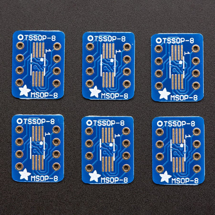 SMT Breakout PCB for SOIC-8, MSOP-8 or TSSOP-8 - 6 Pack by Adafruit - The Pi Hut