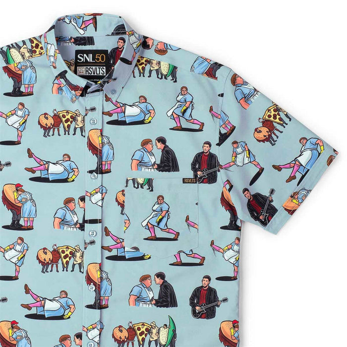 RSVLTS XS Saturday Night Live Short Sleeve Shirt SNL50 "Lunch Lady Land" – KUNUFLEX Short Sleeve Shirt SNL50 "Lunch Lady Land" – KUNUFLEX Short Sleeve Shirt