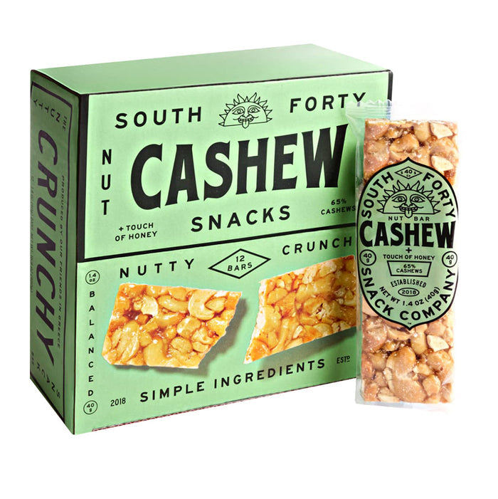 South Forty Snacks Cashew Nut Candy Bars - 12 Count