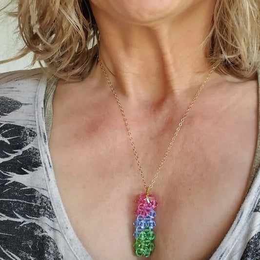 AMD1275Sparkly Green Blue Rose Crystal Pillar Pendant NecklaceJewelryNecklace$ 71.00Alexa Martha Designs