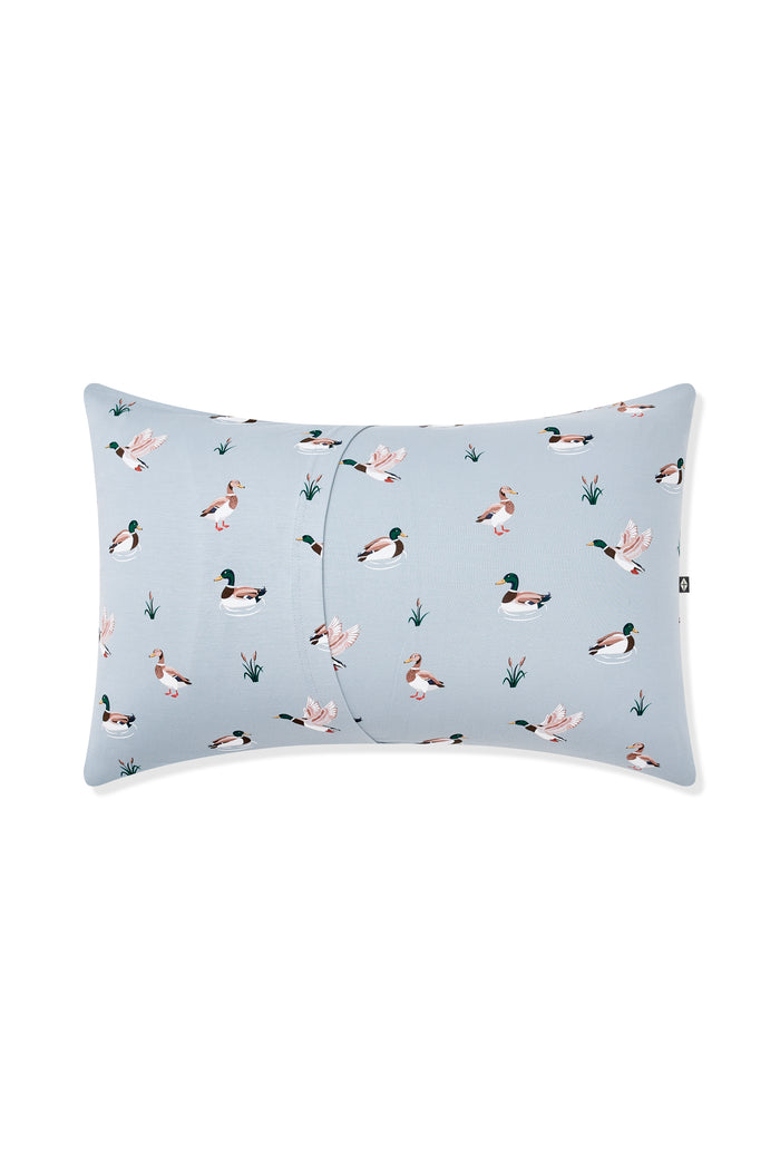Back of the Standard Pillowcase in Mallard Duck showing the envelope closure