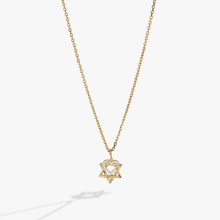 Star of David Heart Necklace, 14kt Gold Plated