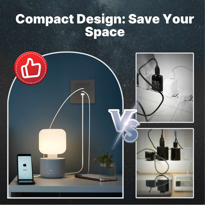 Star Ring 30W/65W Fast Charging PD3.0 Wall Electrical Outlet Charger GaN Socket 3 Ports Type C USB A