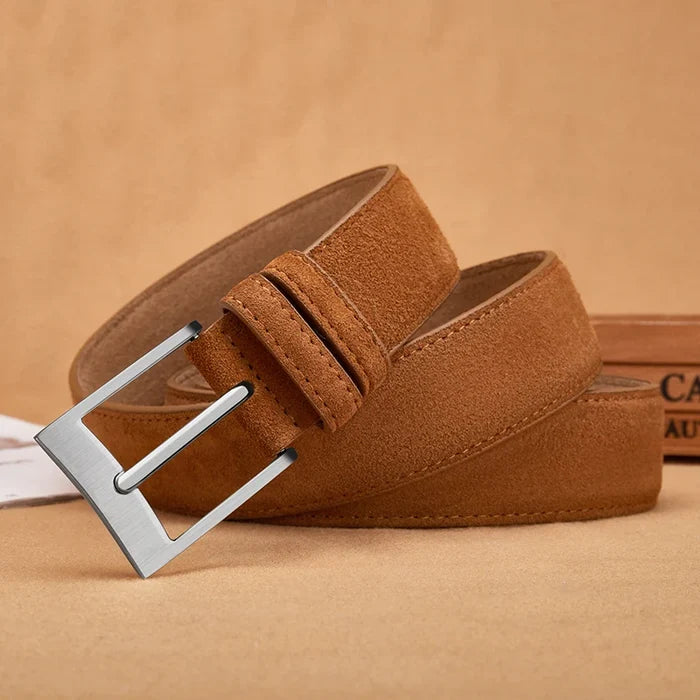 Suede Leather Belt – Classic Pin Buckle Casual Jeans Belt