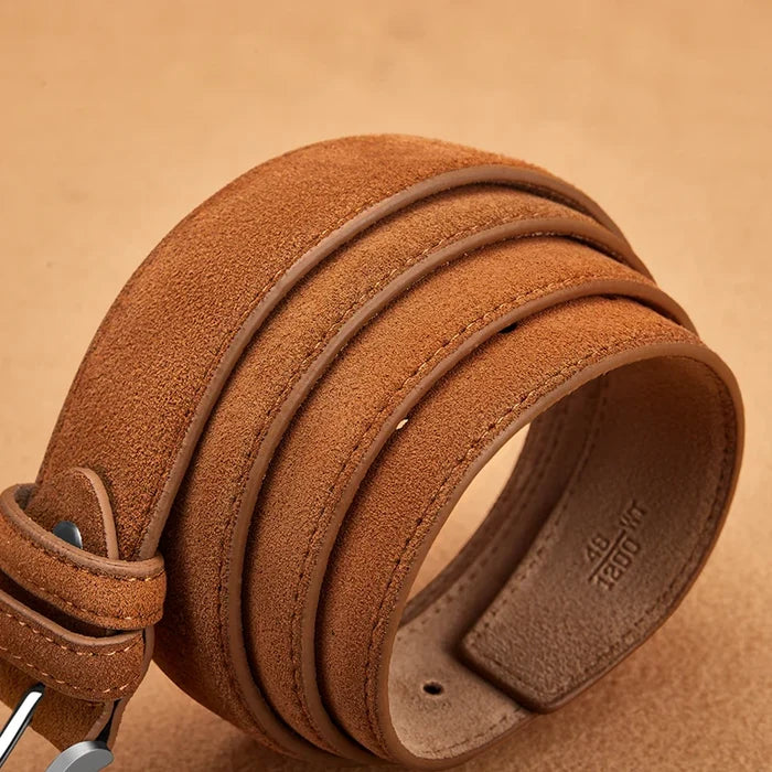 Suede Leather Belt – Classic Pin Buckle Casual Jeans Belt
