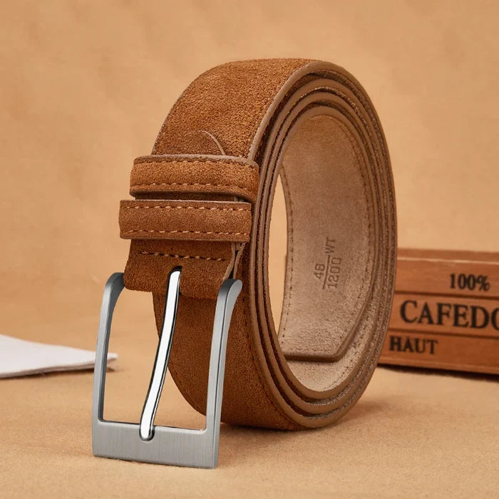 Suede Leather Belt – Classic Pin Buckle Casual Jeans Belt