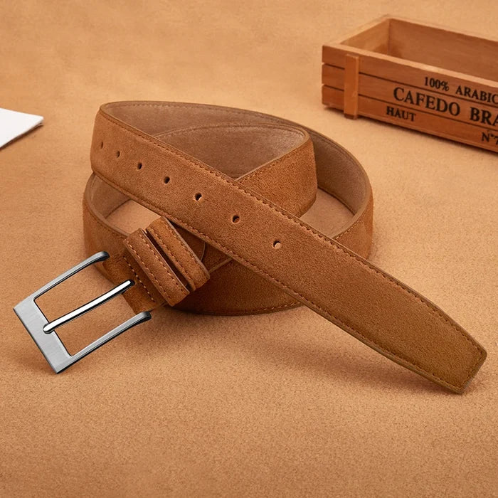 Suede Leather Belt – Classic Pin Buckle Casual Jeans Belt