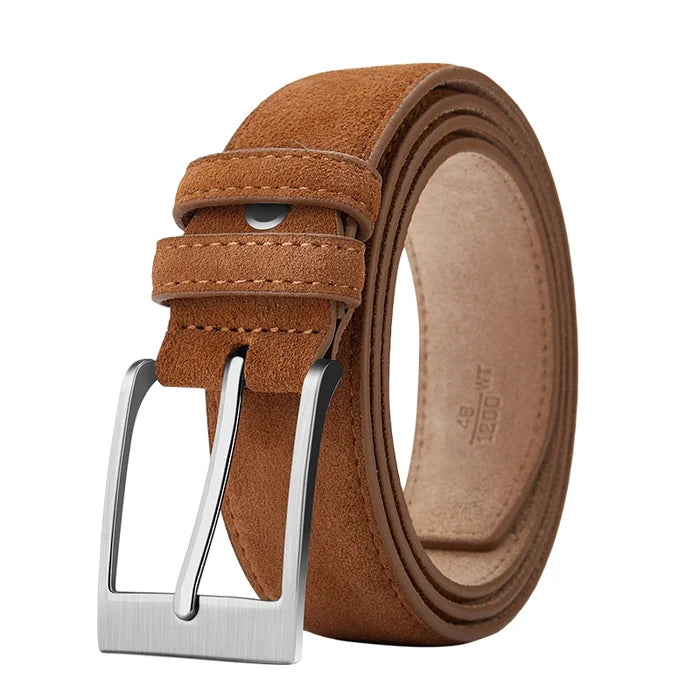 Suede Leather Belt – Classic Pin Buckle Casual Jeans Belt