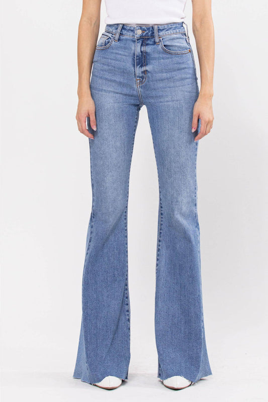 Super Flare Jean with Side Insert Medium Wash
