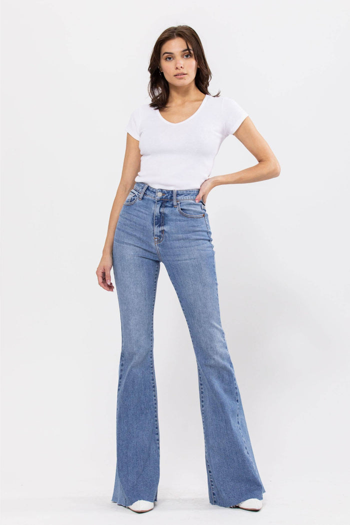 Super Flare Jean with Side Insert Medium Wash